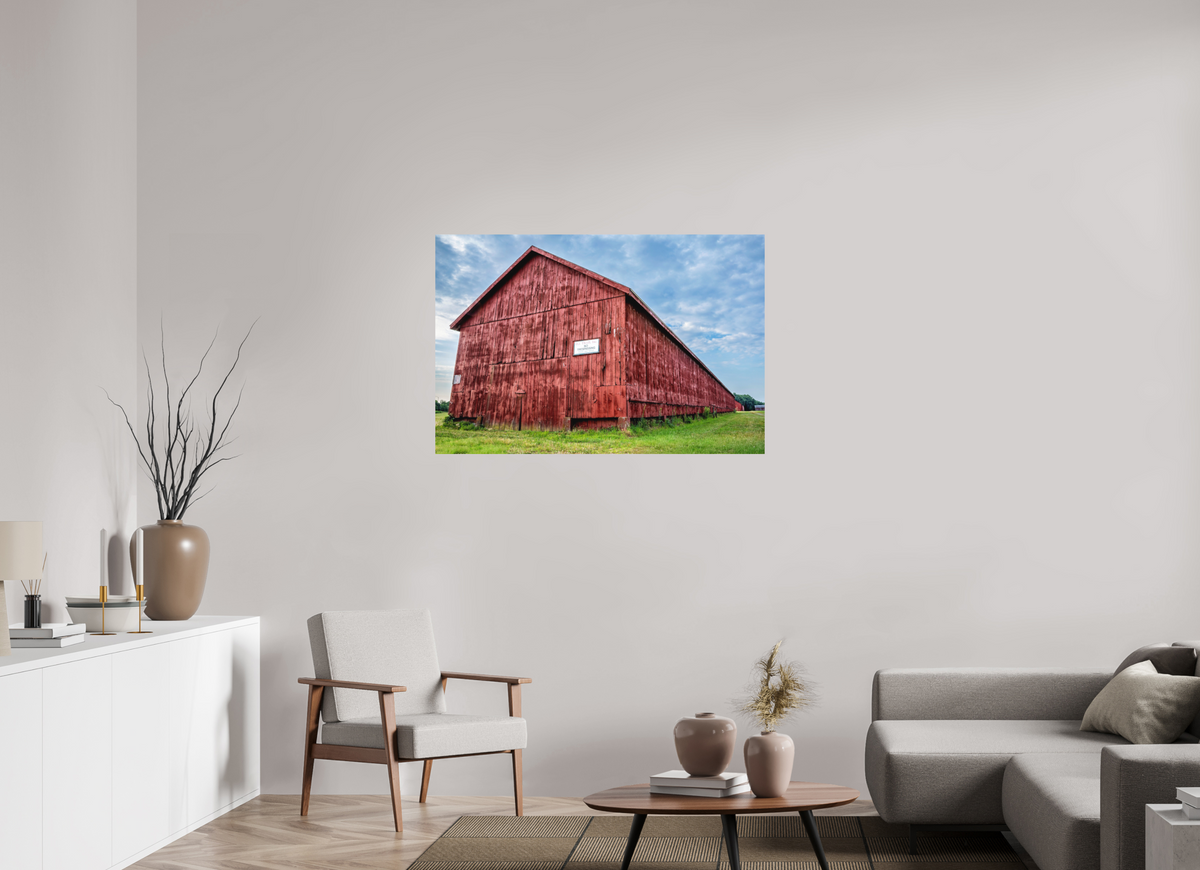 45 x 30″, Metal | Matte Finish Thrall Barn - West