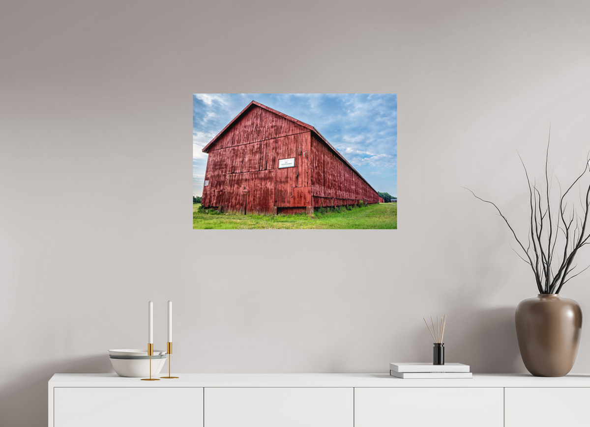 30 x 20″, Metal | Matte Finish Thrall Barn - West