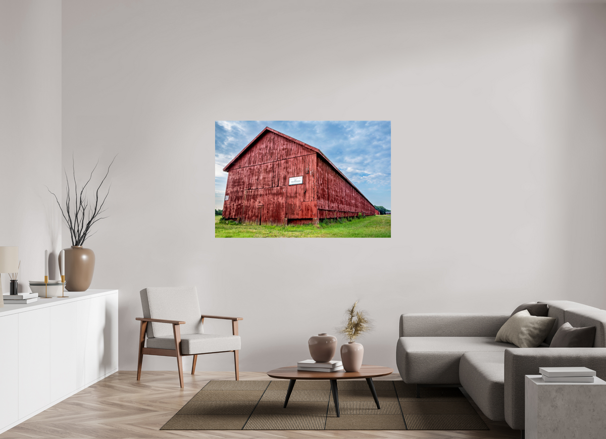 60 x 40″, Metal | Glossy Finish Thrall Barn - West