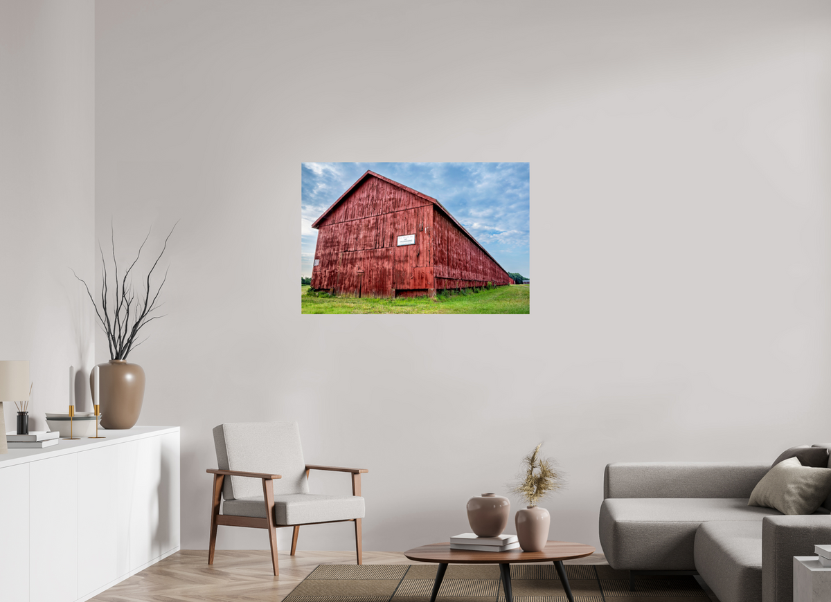 45 x 30″, Metal | Glossy Finish Thrall Barn - West