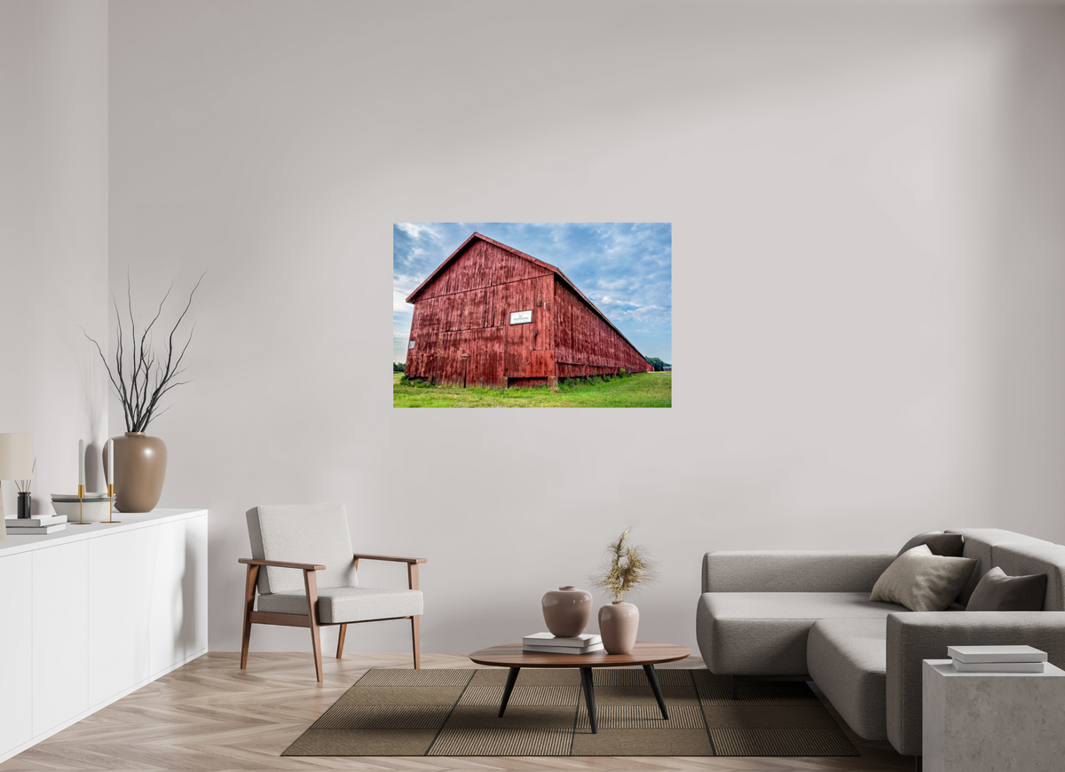 54 x 36″, Metal | Glossy Finish Thrall Barn - West